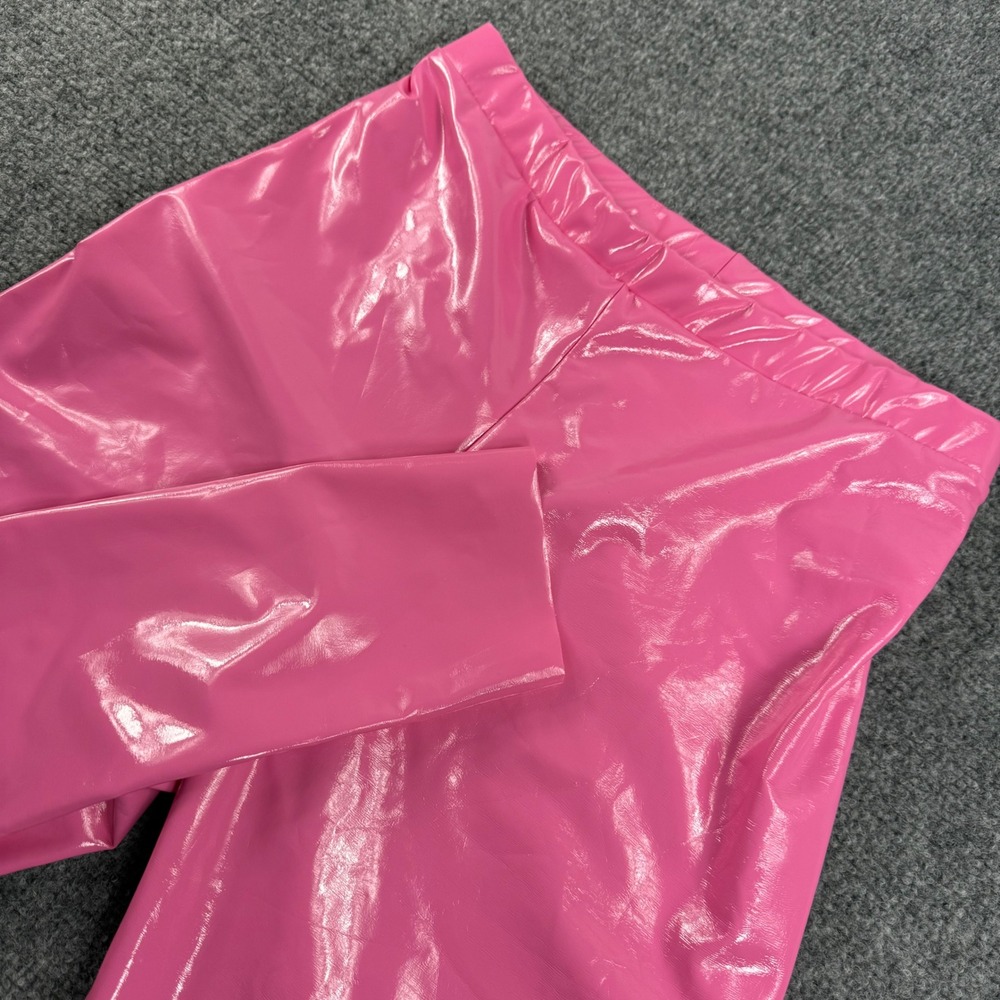 Naked Wardrobe Leggings M Pink Faux Leather Patent High Waist Womens nw-p3331-l